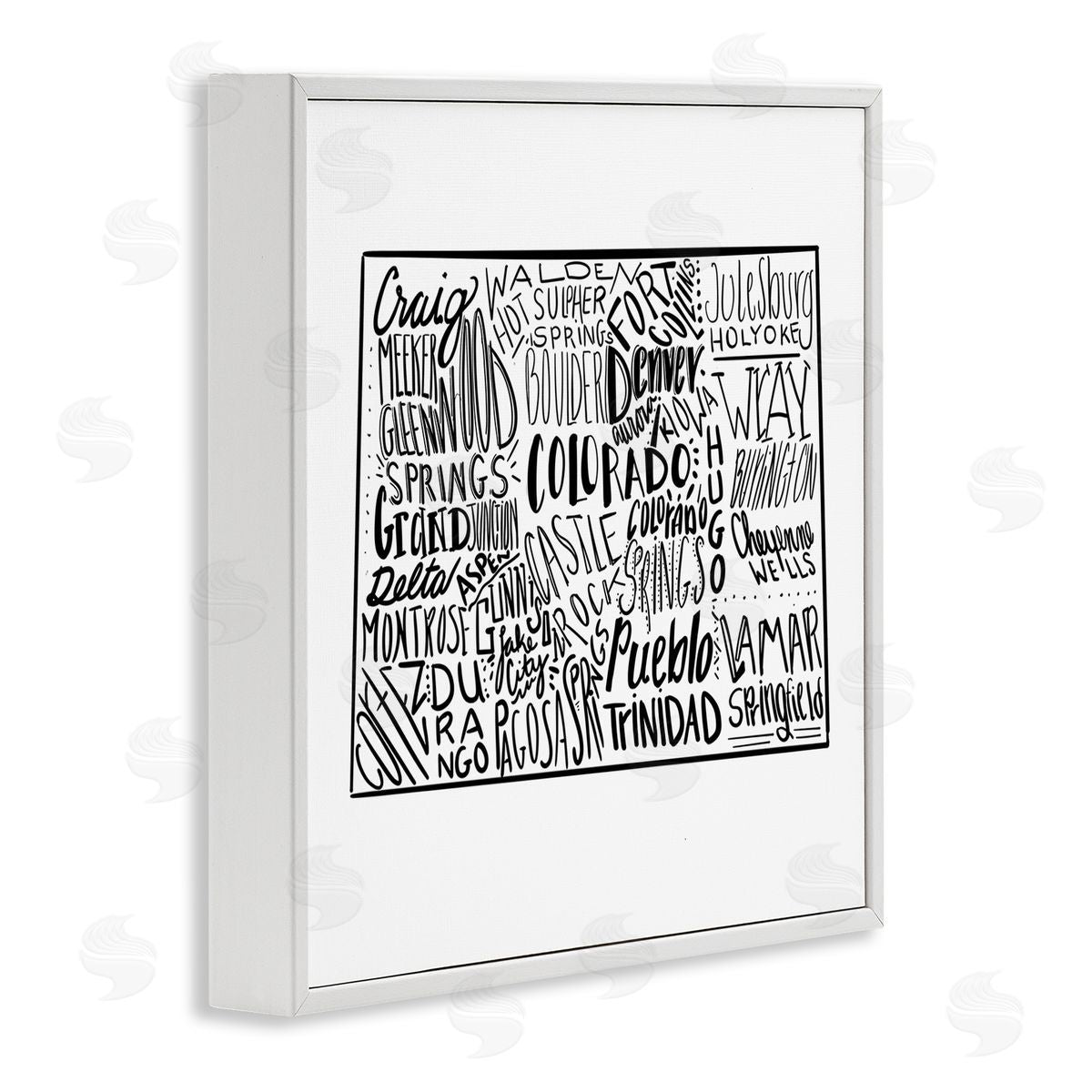 The Saturday Evening Post Colorado Cities Typography State Shape White Framed Glicee Wall Art Print