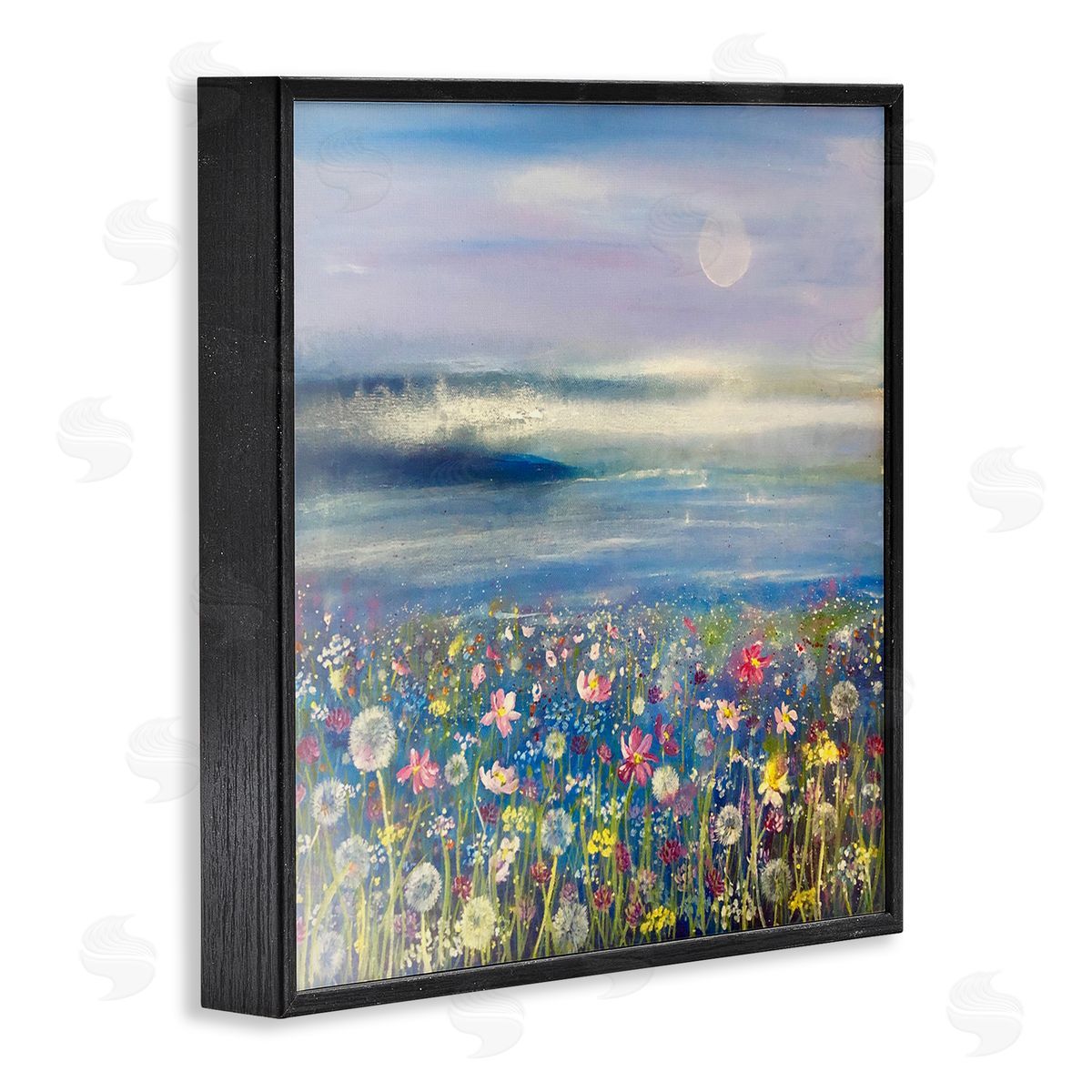 Emma Catherine Debs Moonlit Lake Meadow Black Framed Glicee Wall Art Print