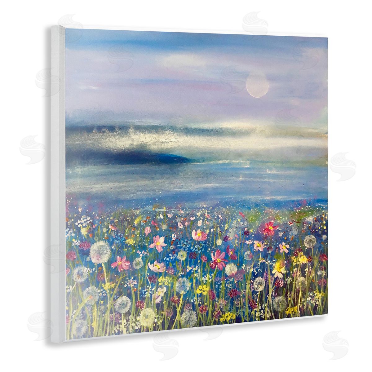 Emma Catherine Debs Moonlit Lake Meadow Wooden Wall Plaque Art Print