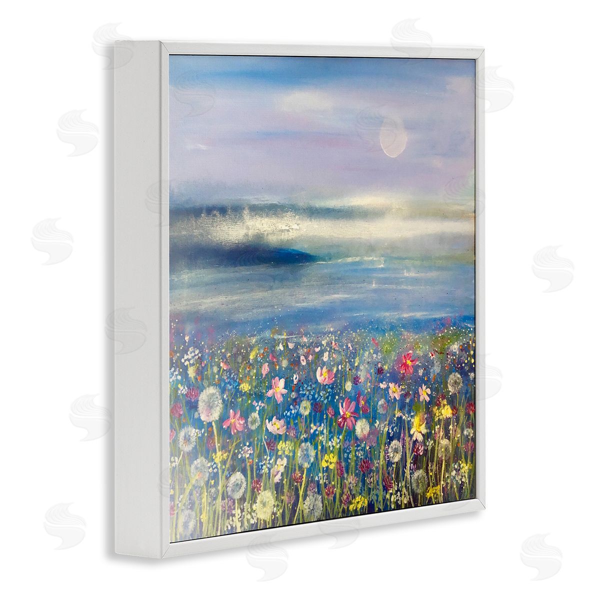 Emma Catherine Debs Moonlit Lake Meadow White Framed Glicee Wall Art Print