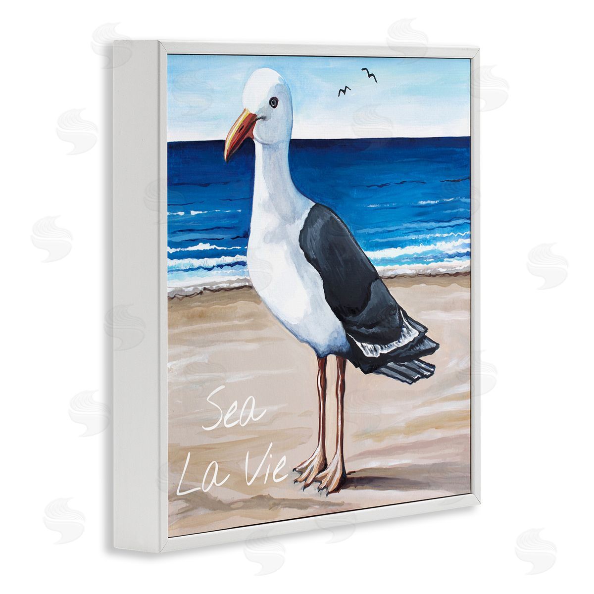 Elizabeth Tyndall Sea La Vie French Beach Seagull Quote White Framed Glicee Wall Art Print