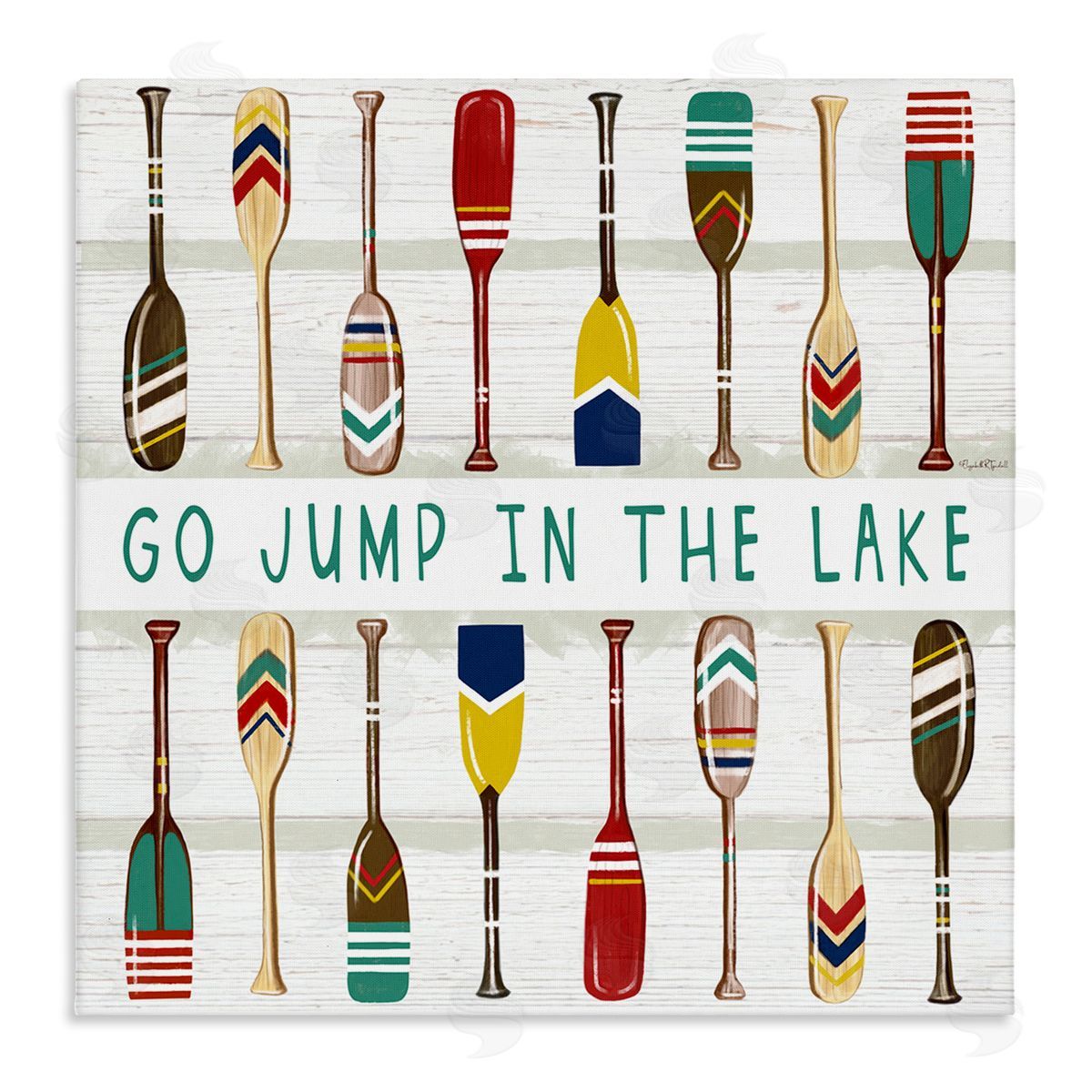 Elizabeth Tyndall Jump In Lake Various Patterned Oars Stretched Canvas Wall Art Print