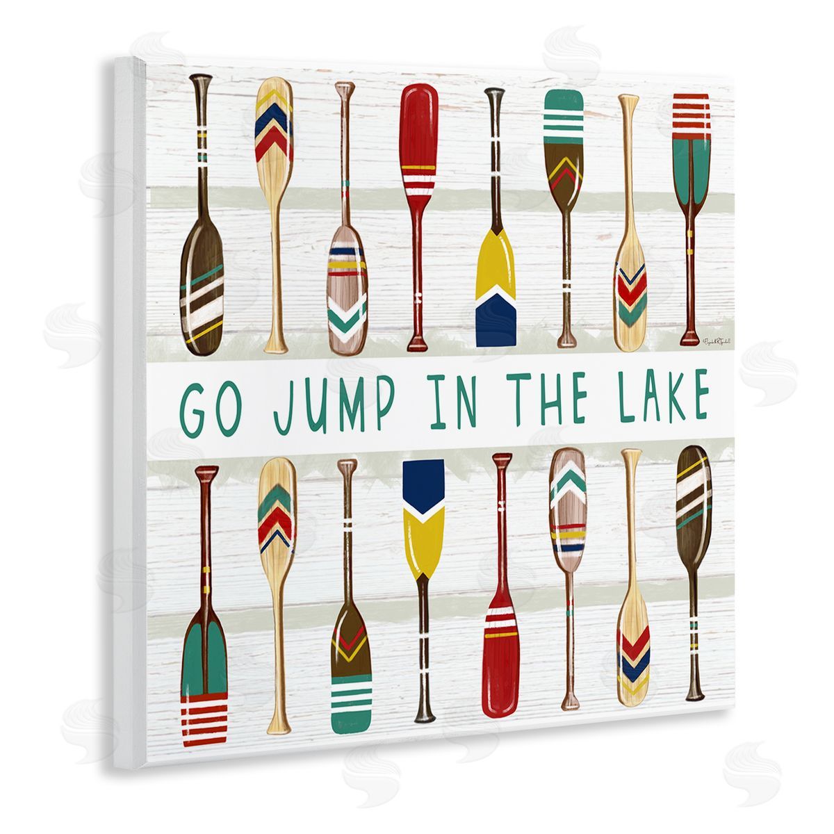 Elizabeth Tyndall Jump In Lake Various Patterned Oars Wooden Wall Plaque Art Print