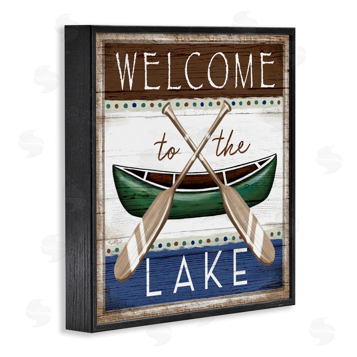 Elizabeth Tyndall Rustic Lake Welcome Canoe Sign Black Framed Glicee Wall Art Print