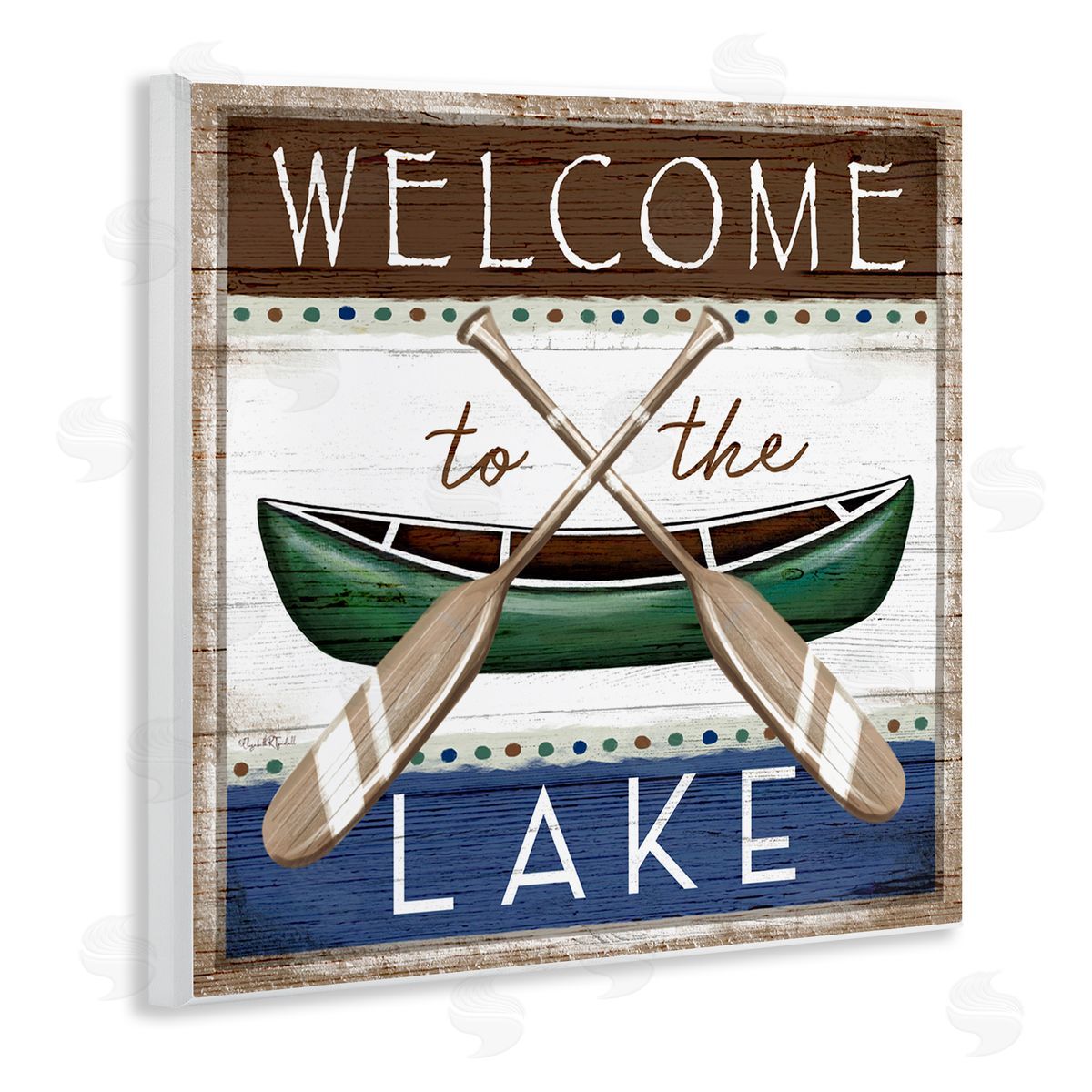 Elizabeth Tyndall Rustic Lake Welcome Canoe Sign Wooden Wall Plaque Art Print