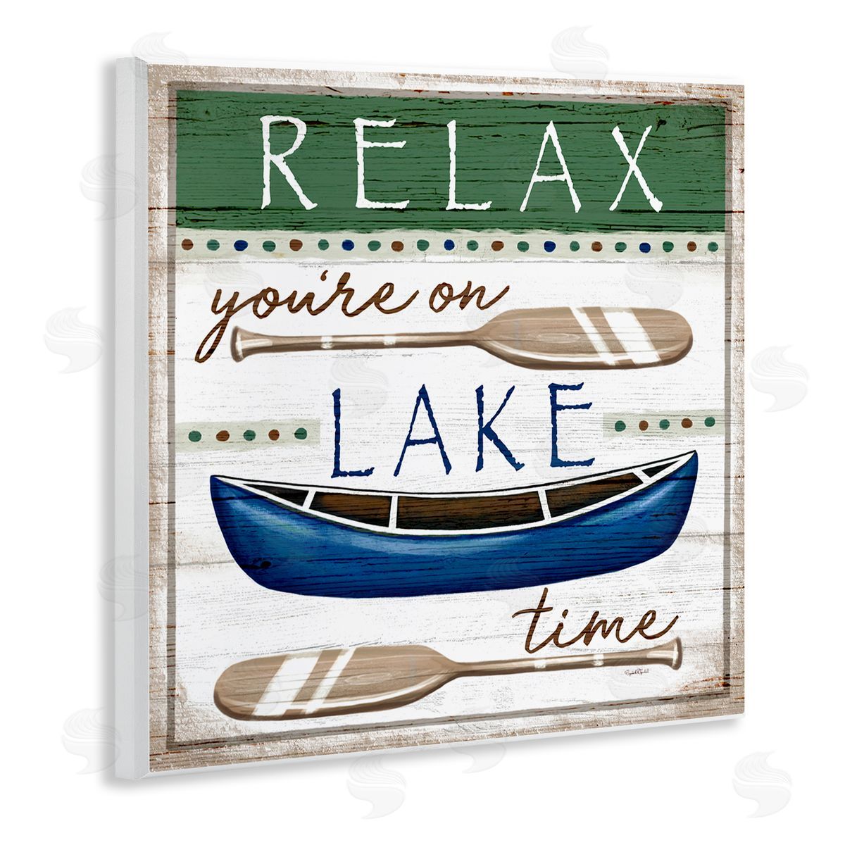 Elizabeth Tyndall Lake Time Rustic Canoe Paddle Phrase Wooden Wall Plaque Art Print