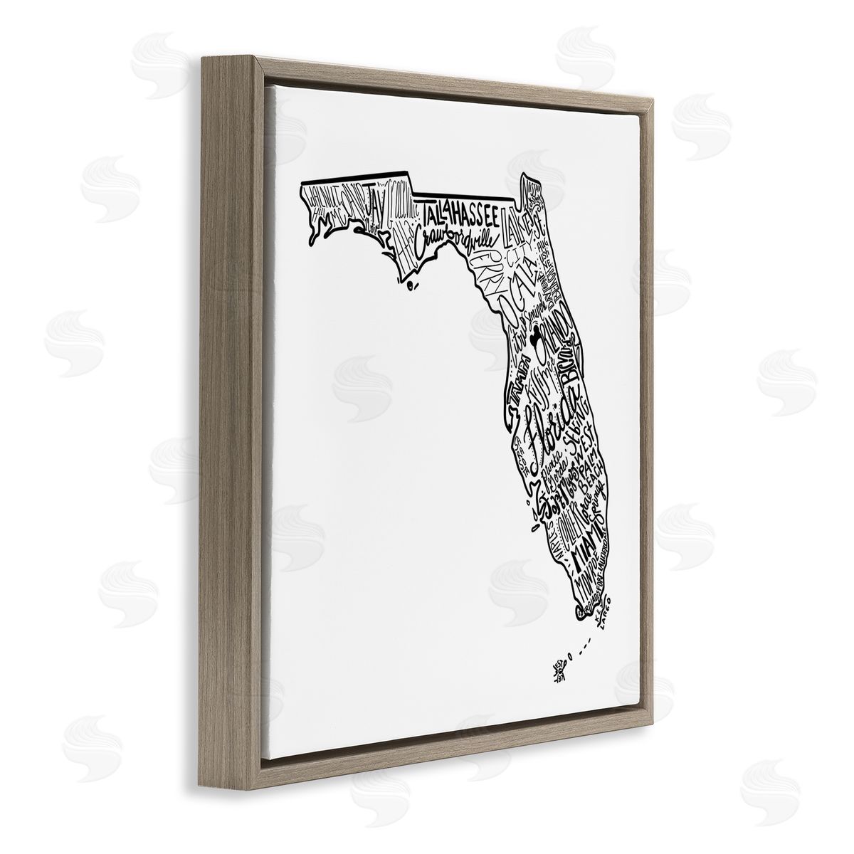 The Saturday Evening Post Florida State Typography Cities Brown Floating Frame Canvas Wall Art Print