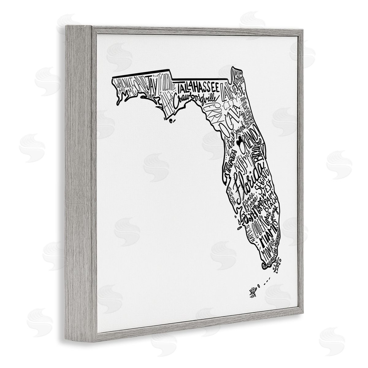 The Saturday Evening Post Florida State Typography Cities Gray Framed Glicee Wall Art Print