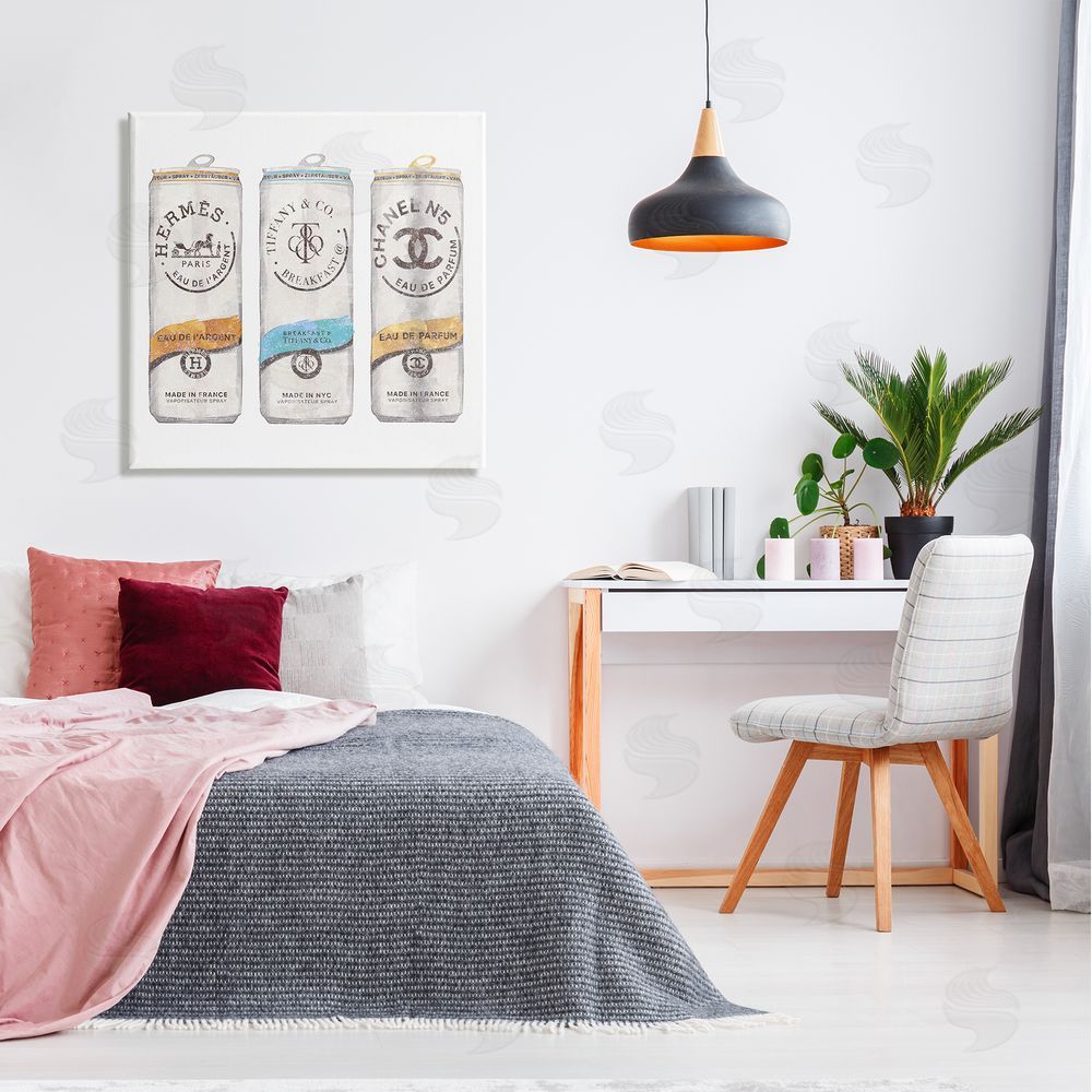 Ziwei Li Fashion Glam Brand Beverage Cans Canvas Wall Art in Room