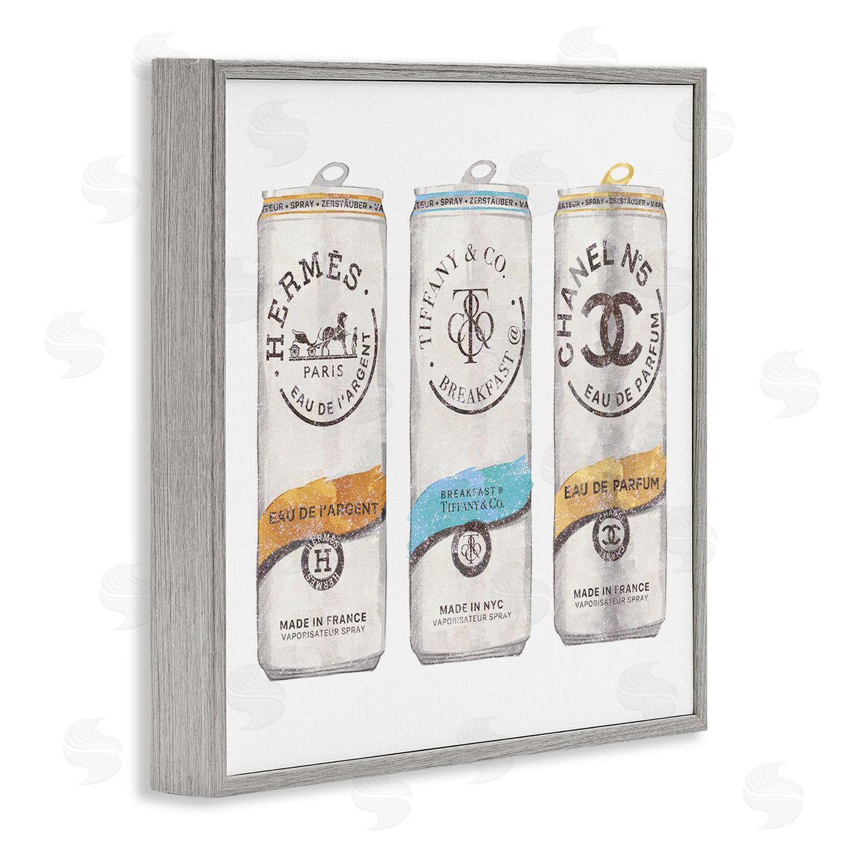 Ziwei Li Fashion Glam Brand Beverage Cans Gray Framed Glicee Wall Art Print
