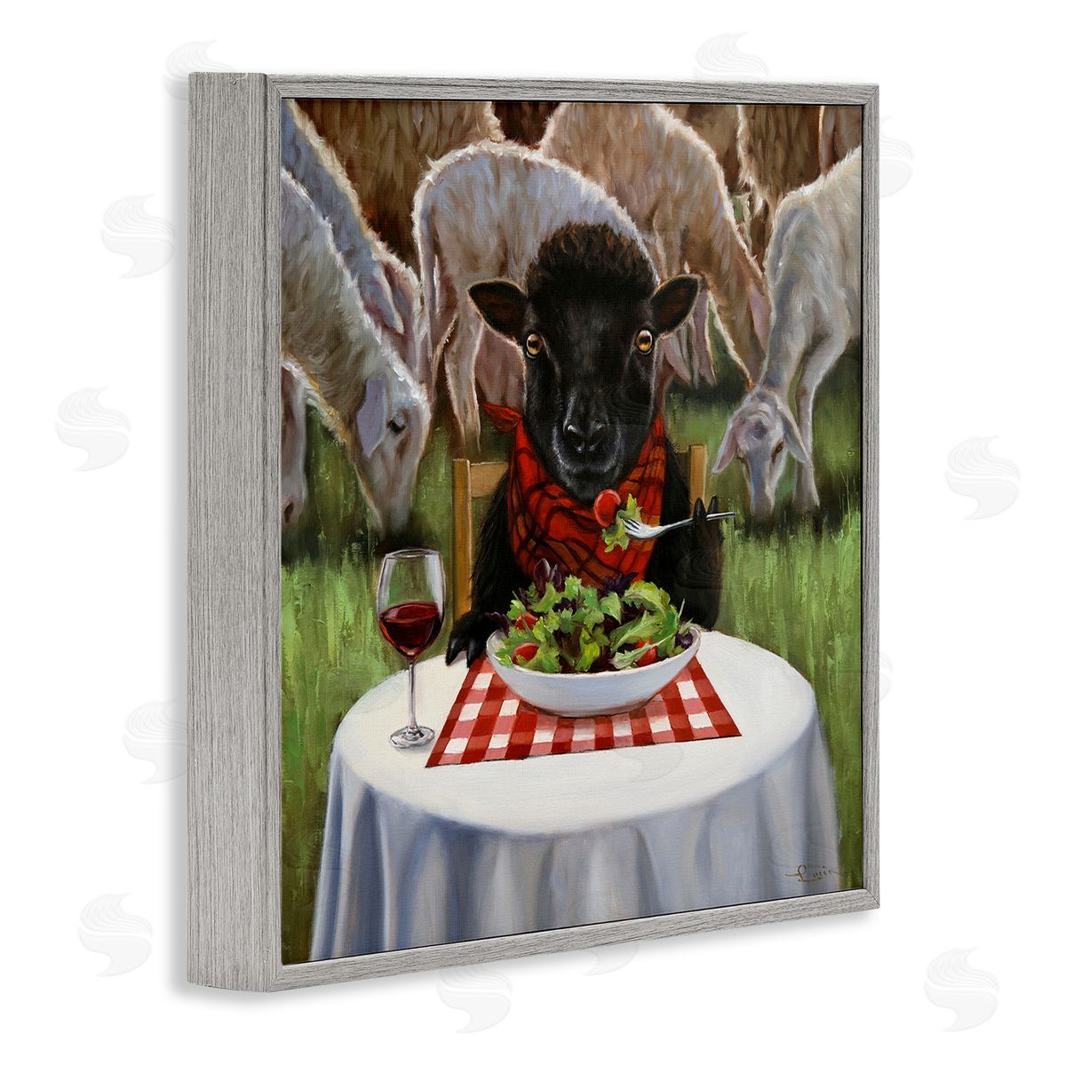 Lucia Heffernan Classy Black Sheep Dining Rural Farm Gray Framed Glicee Wall Art Print