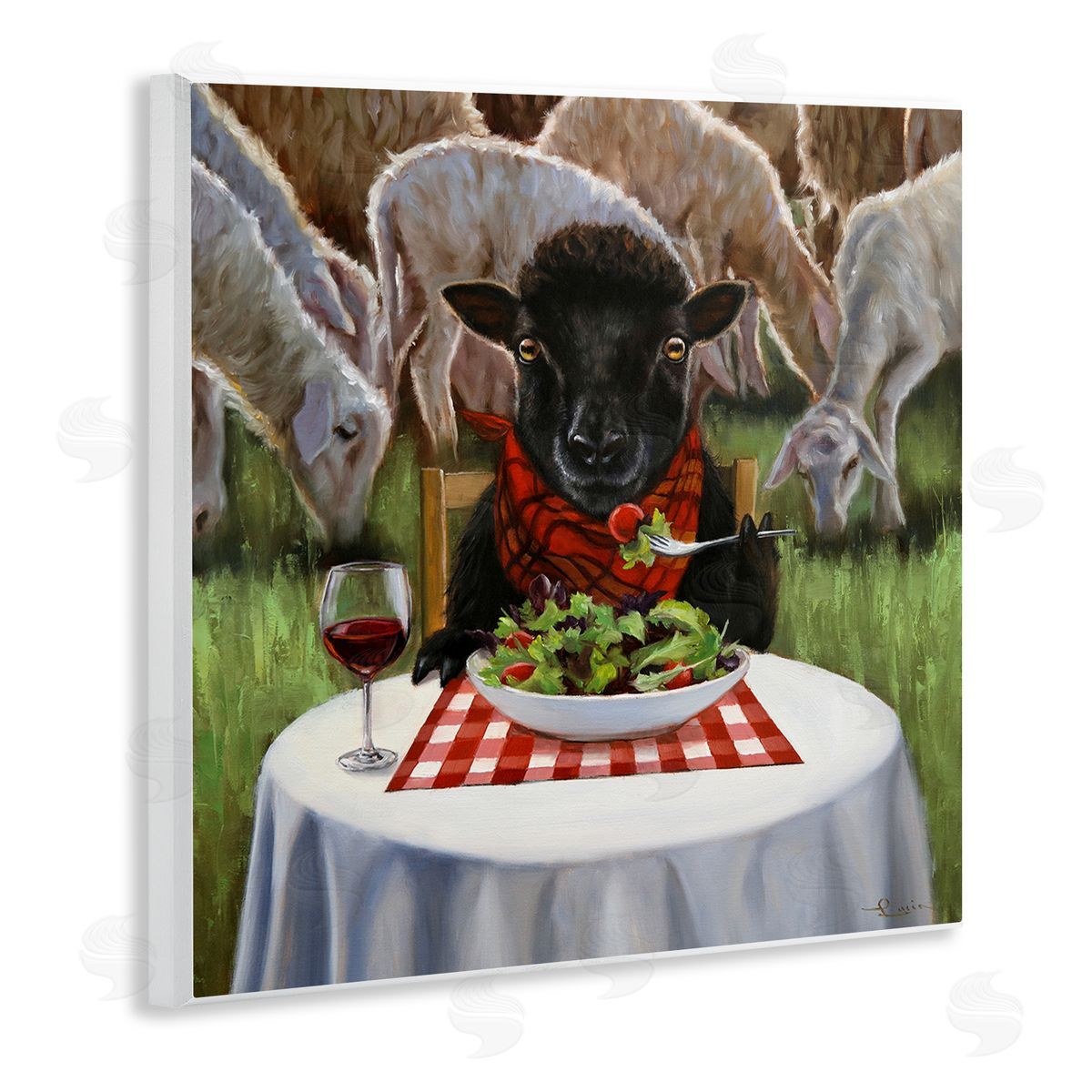 Lucia Heffernan Classy Black Sheep Dining Rural Farm Wooden Wall Plaque Art Print