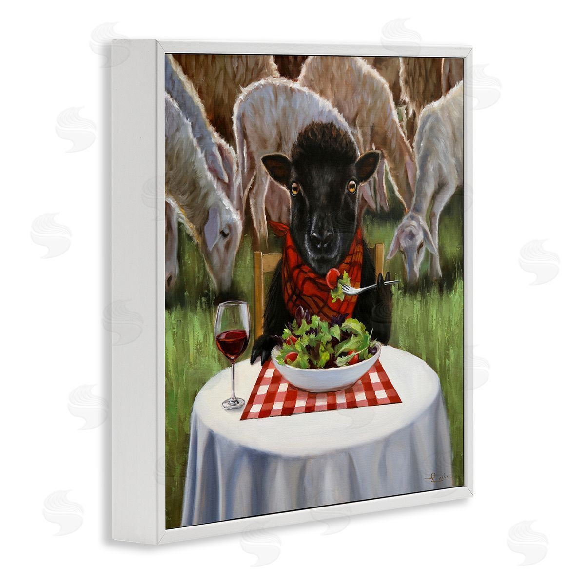 Lucia Heffernan Classy Black Sheep Dining Rural Farm White Framed Glicee Wall Art Print