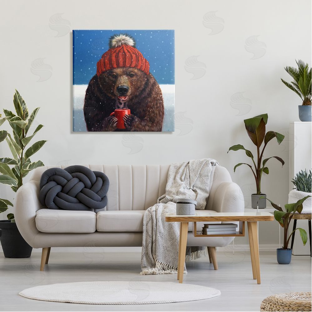 Lucia Heffernan Chilly Bear Hot Chocolate Snowfall Canvas Wall Art in Room