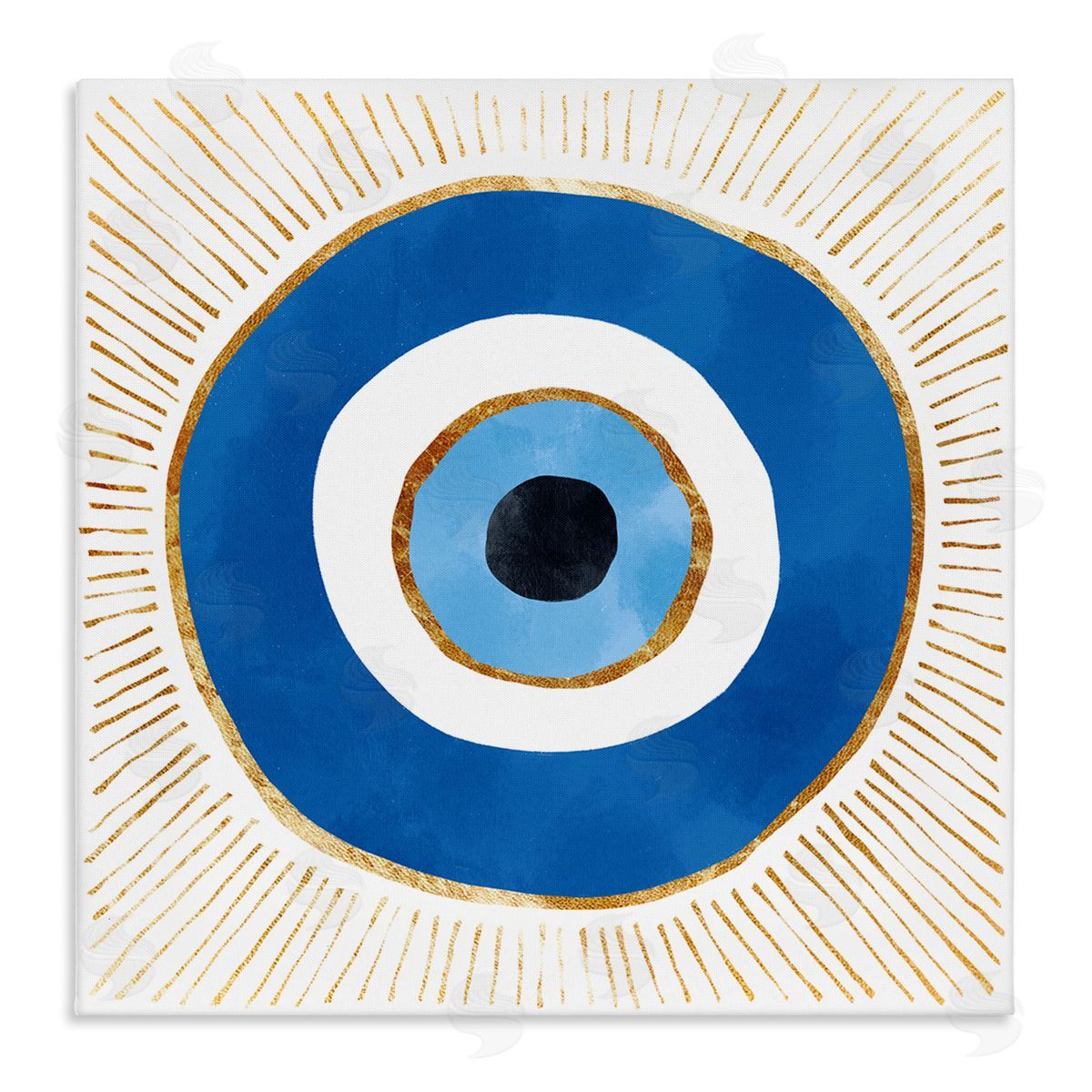 Evil Eye Symbol Striped Rays Canvas Wall Art, Home Decor by Ziwei Li