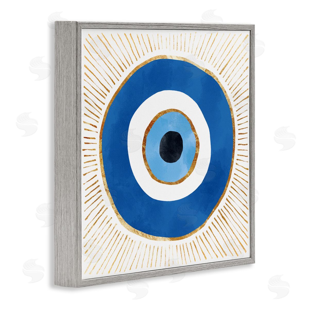 Evil Eye Symbol Striped Rays Grey Frame Print Wall Art, Home Decor by Ziwei Li