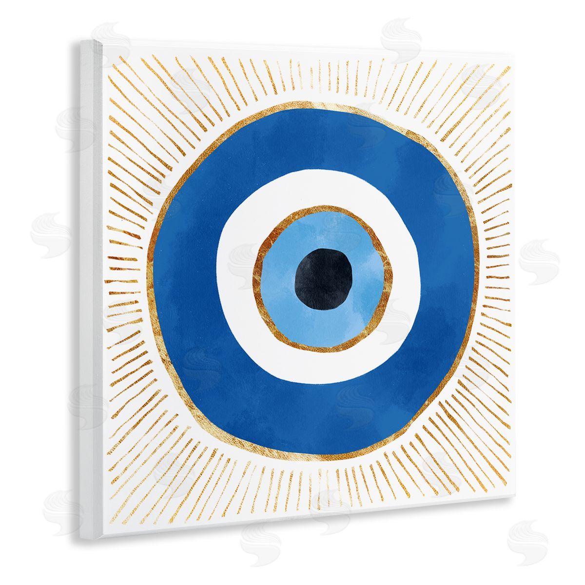 Evil Eye Symbol Striped Rays Wood Plaque Wall Art, Home Decor by Ziwei Li