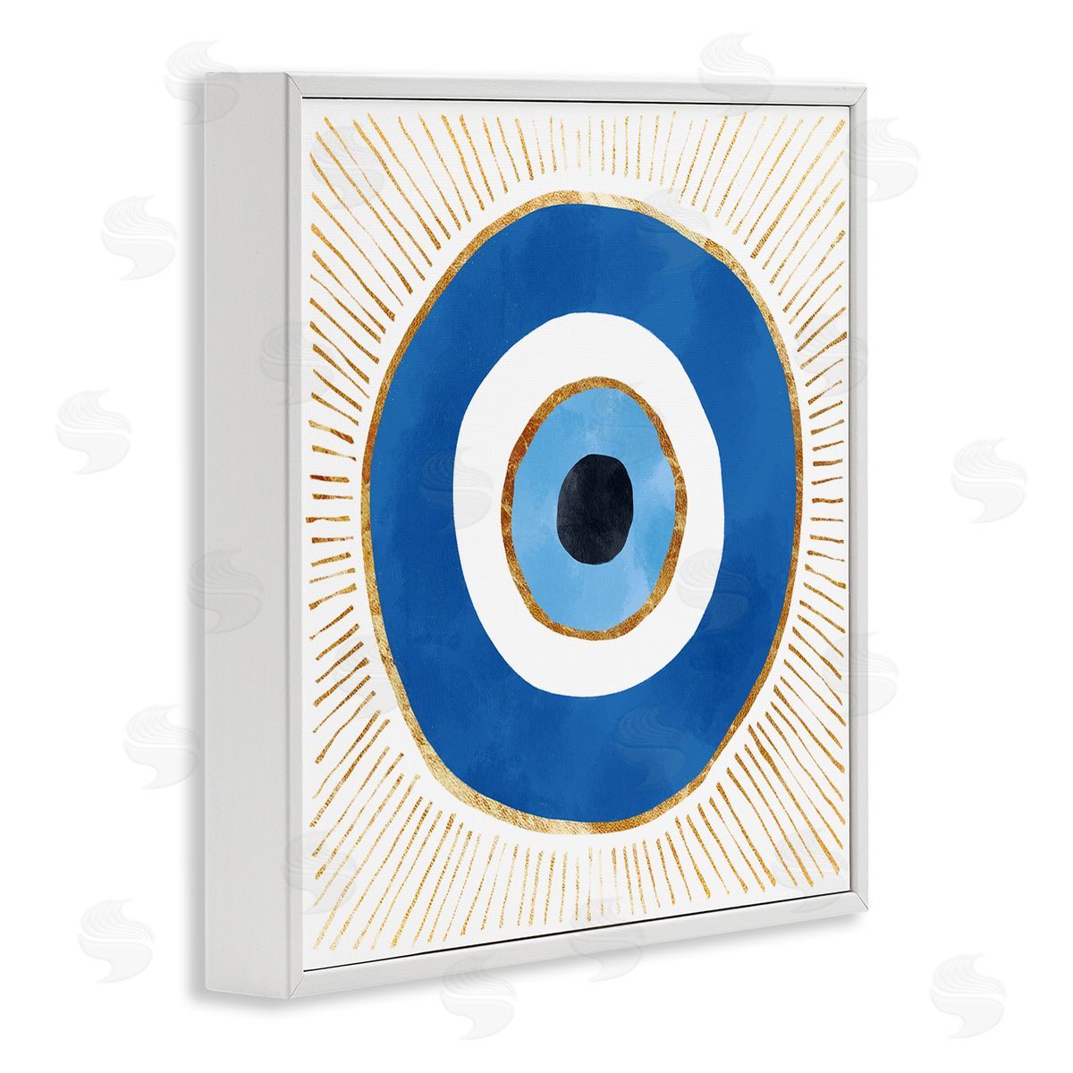 Evil Eye Symbol Striped Rays White Frame Print Wall Art, Home Decor by Ziwei Li