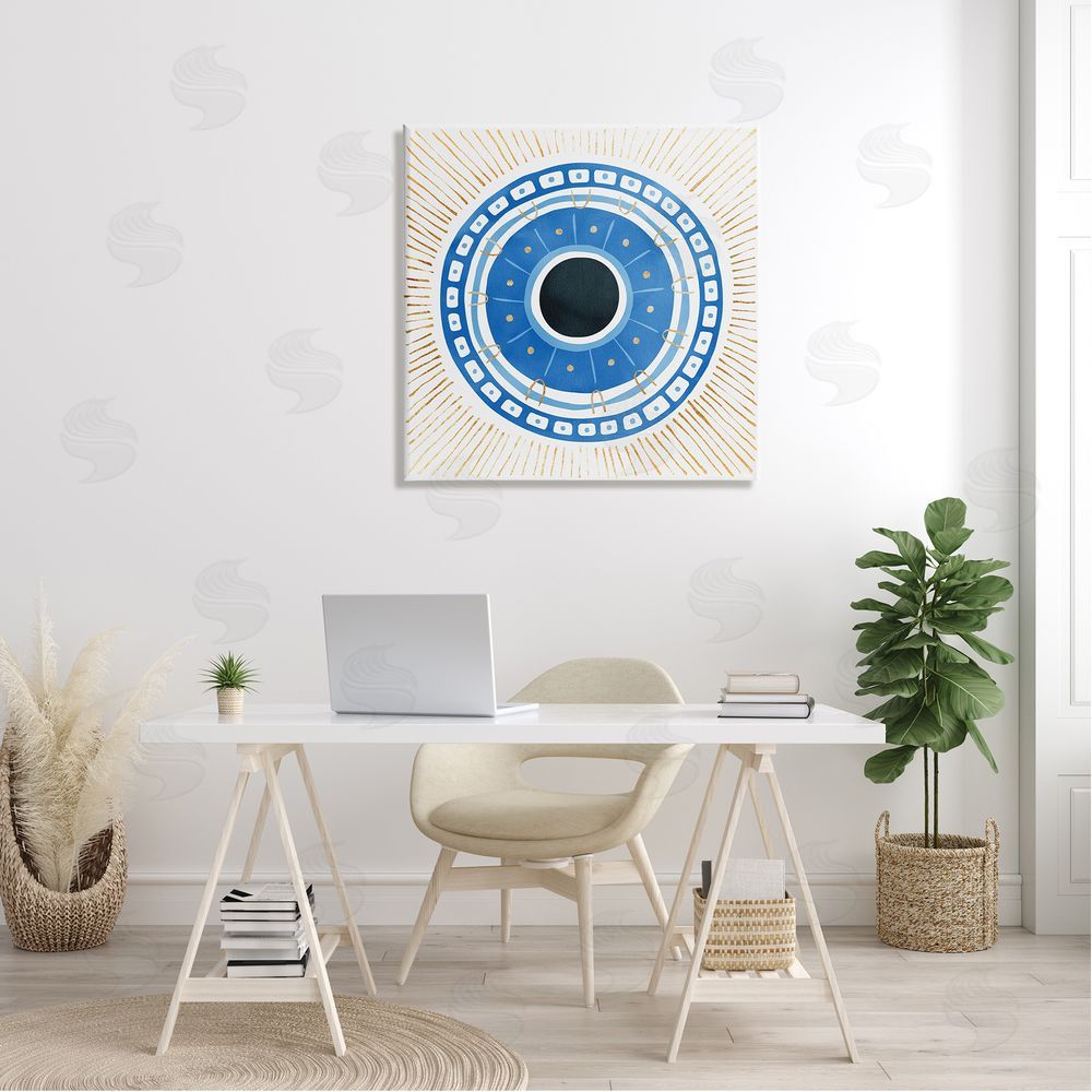 Ziwei Li Patterned Evil Eye Mati Symbol Canvas Wall Art in Room