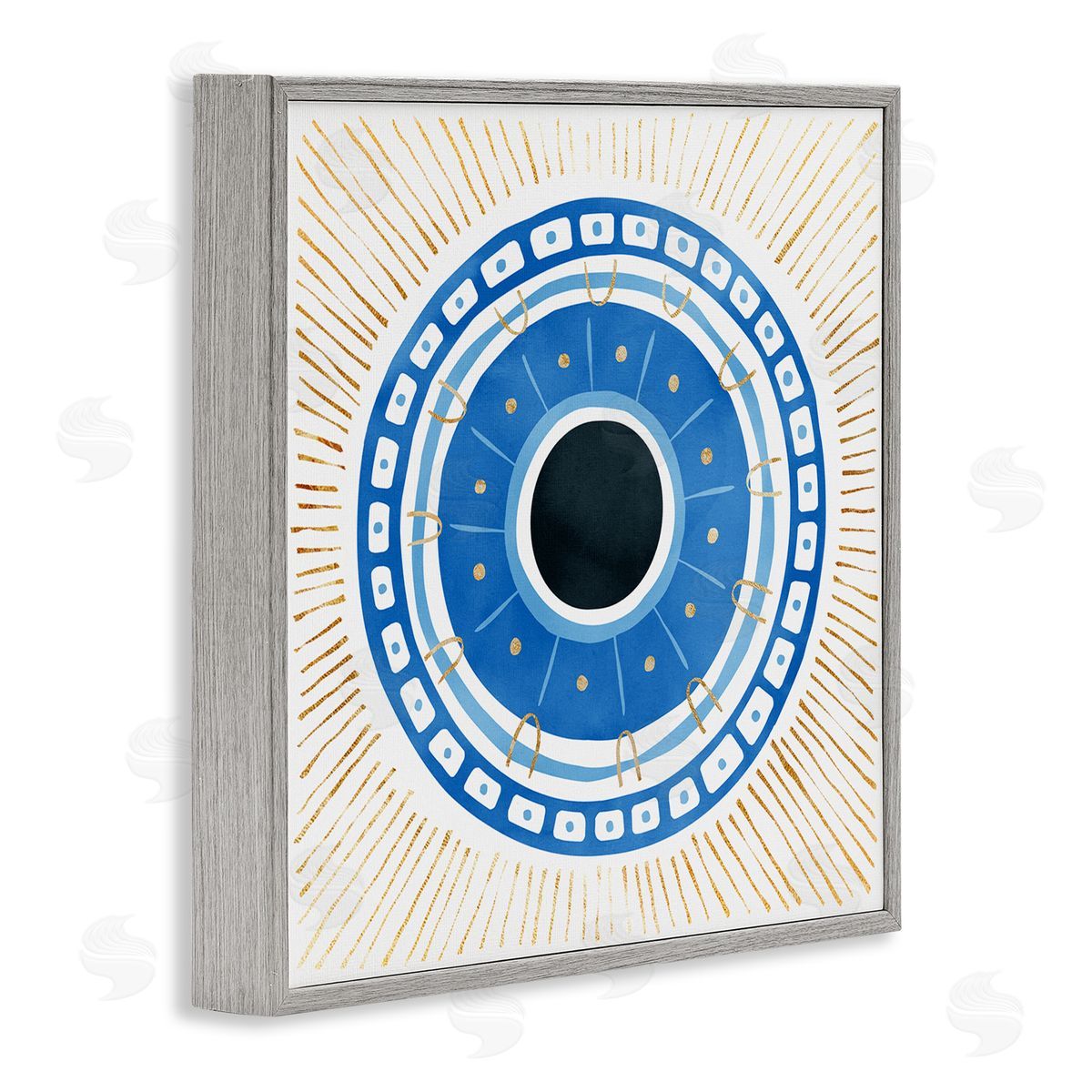 Ziwei Li Patterned Evil Eye Mati Symbol Gray Framed Glicee Wall Art Print