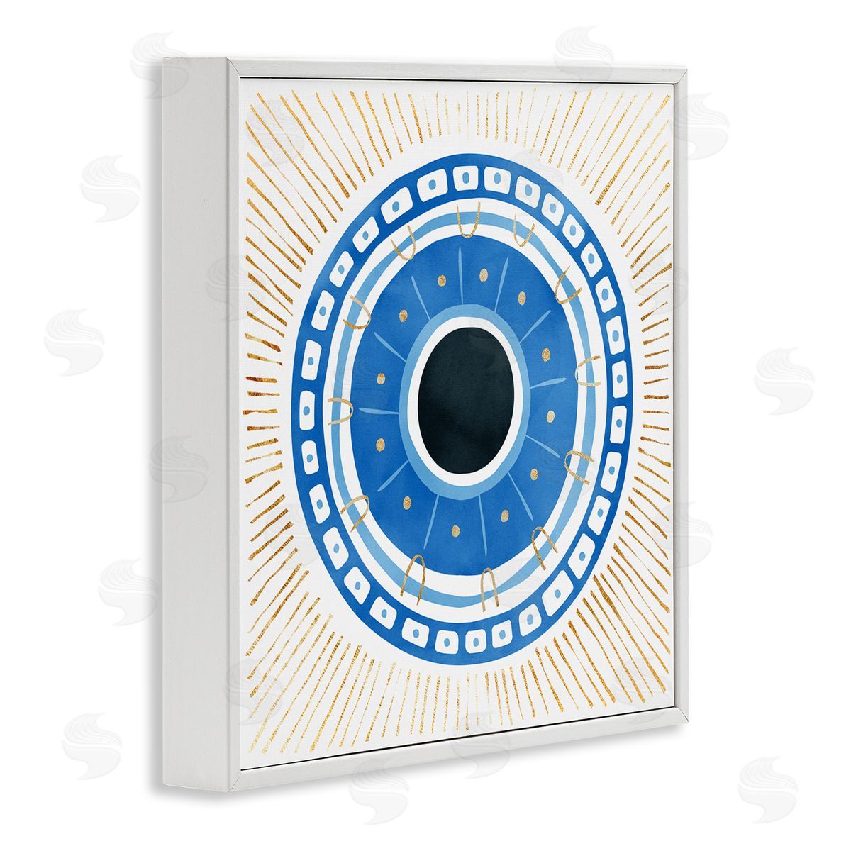 Ziwei Li Patterned Evil Eye Mati Symbol White Framed Glicee Wall Art Print
