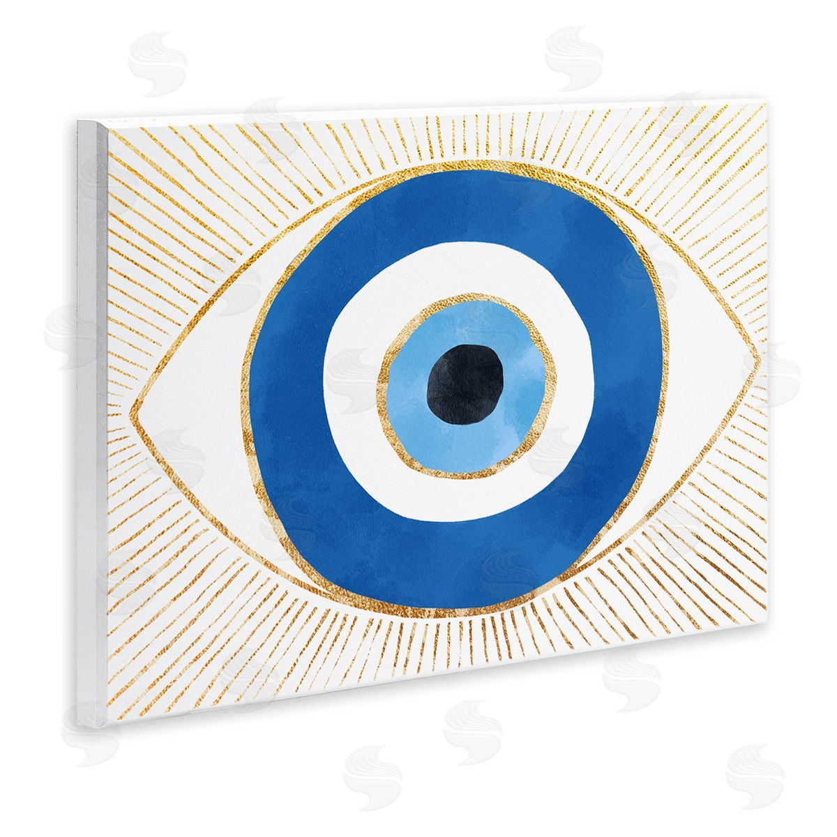 Evil Eye Shape Striped Mati Symbol Wood Plaque Wall Art, Home Decor by Ziwei Li