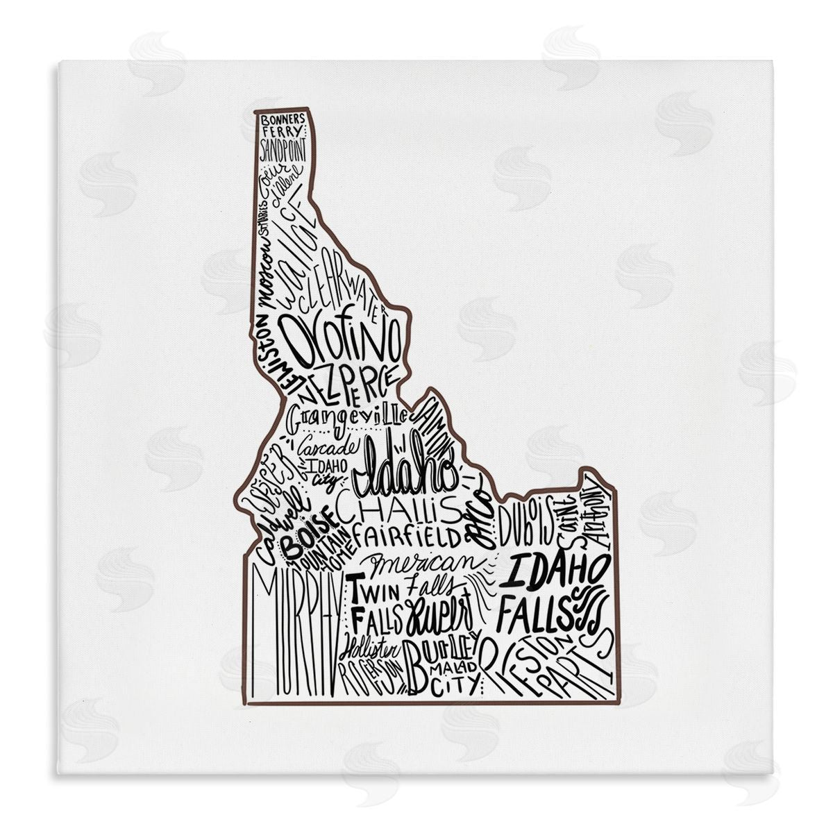The Saturday Evening Post Idaho State Shape Typography Cities Stretched Canvas Wall Art Print