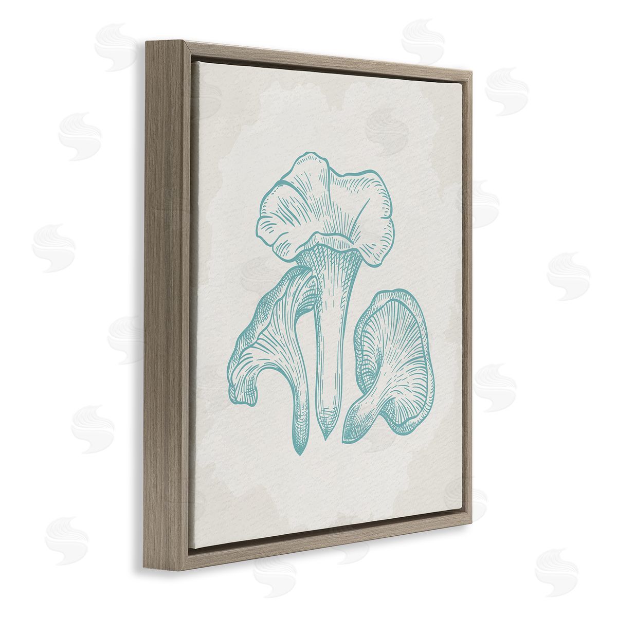 Kim Allen Detailed Mushroom Specimen Botanicals Brown Floating Frame Canvas Wall Art Print