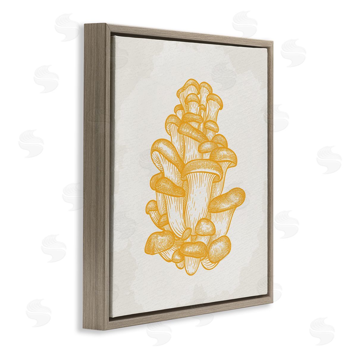 Kim Allen Intricate Mushroom Forest Botanicals Brown Floating Frame Canvas Wall Art Print