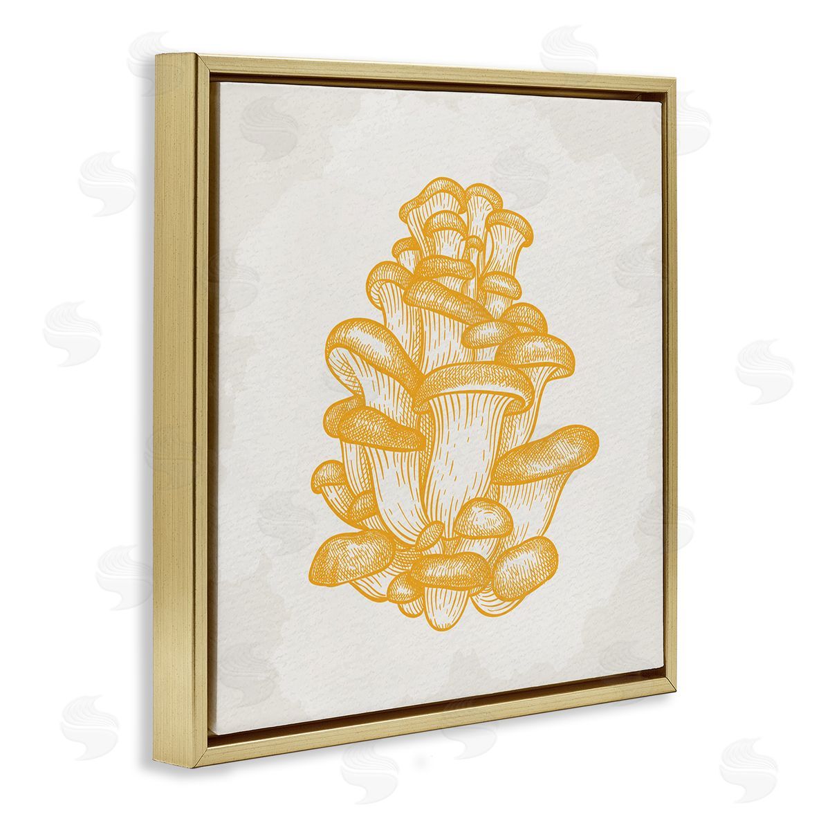 Kim Allen Intricate Mushroom Forest Botanicals Gold Floating Frame Canvas Wall Art Print