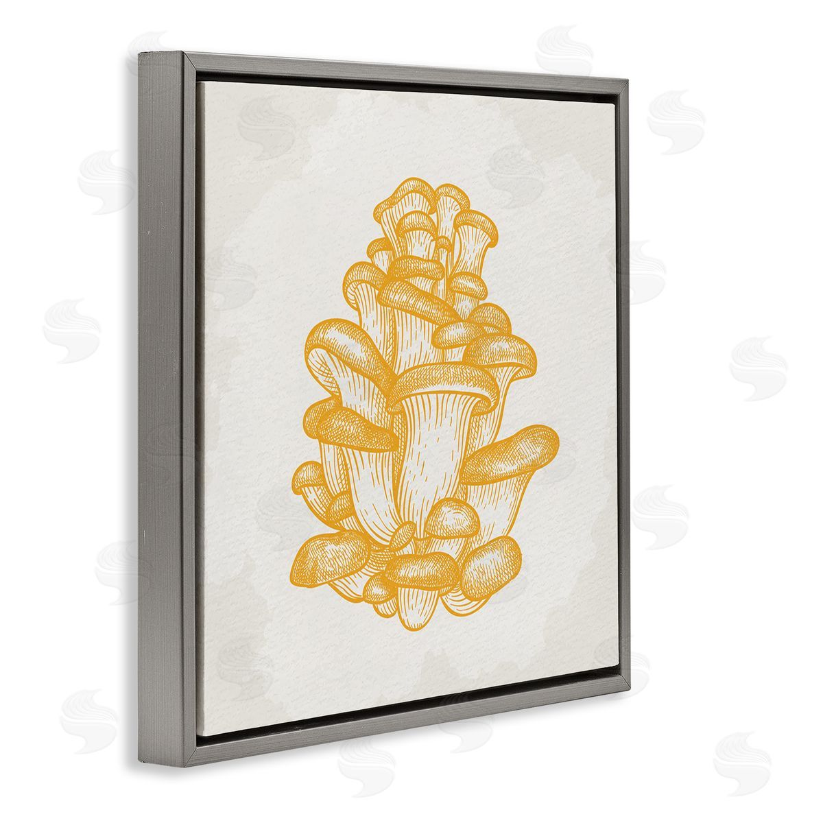 Kim Allen Intricate Mushroom Forest Botanicals Gray Floating Frame Canvas Wall Art Print