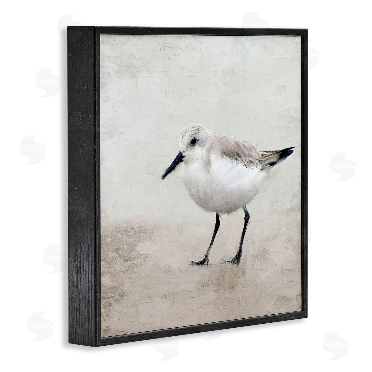 Lone Sandpiper Bird Portrait Black Frame Print Wall Art, Home Decor by Kim Allen