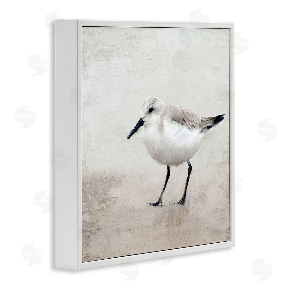 Lone Sandpiper Bird Portrait White Frame Print Wall Art, Home Decor by Kim Allen