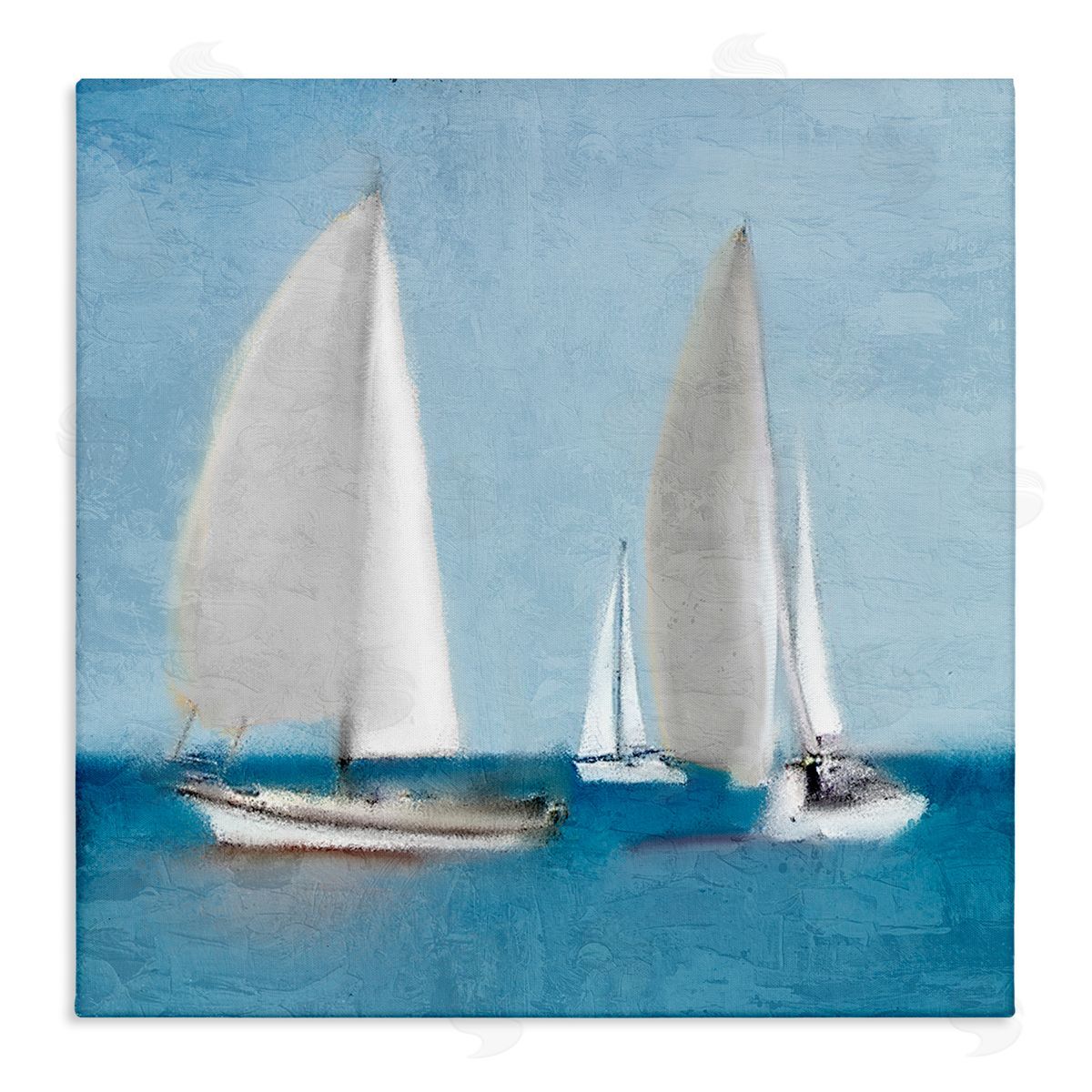 Kim Allen Sailboats Drifting Nautical Ocean Scene Stretched Canvas Wall Art Print