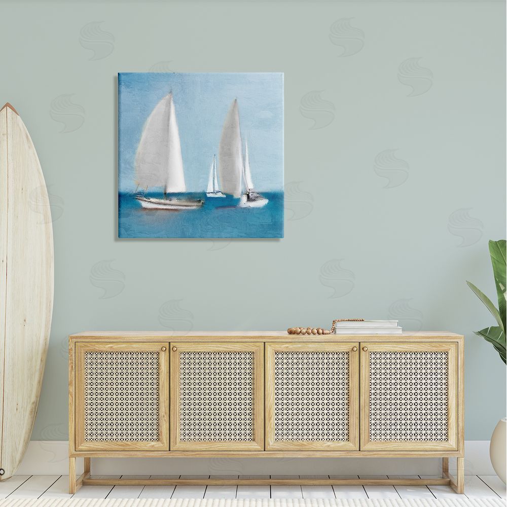 Kim Allen Sailboats Drifting Nautical Ocean Scene Canvas Wall Art in Room