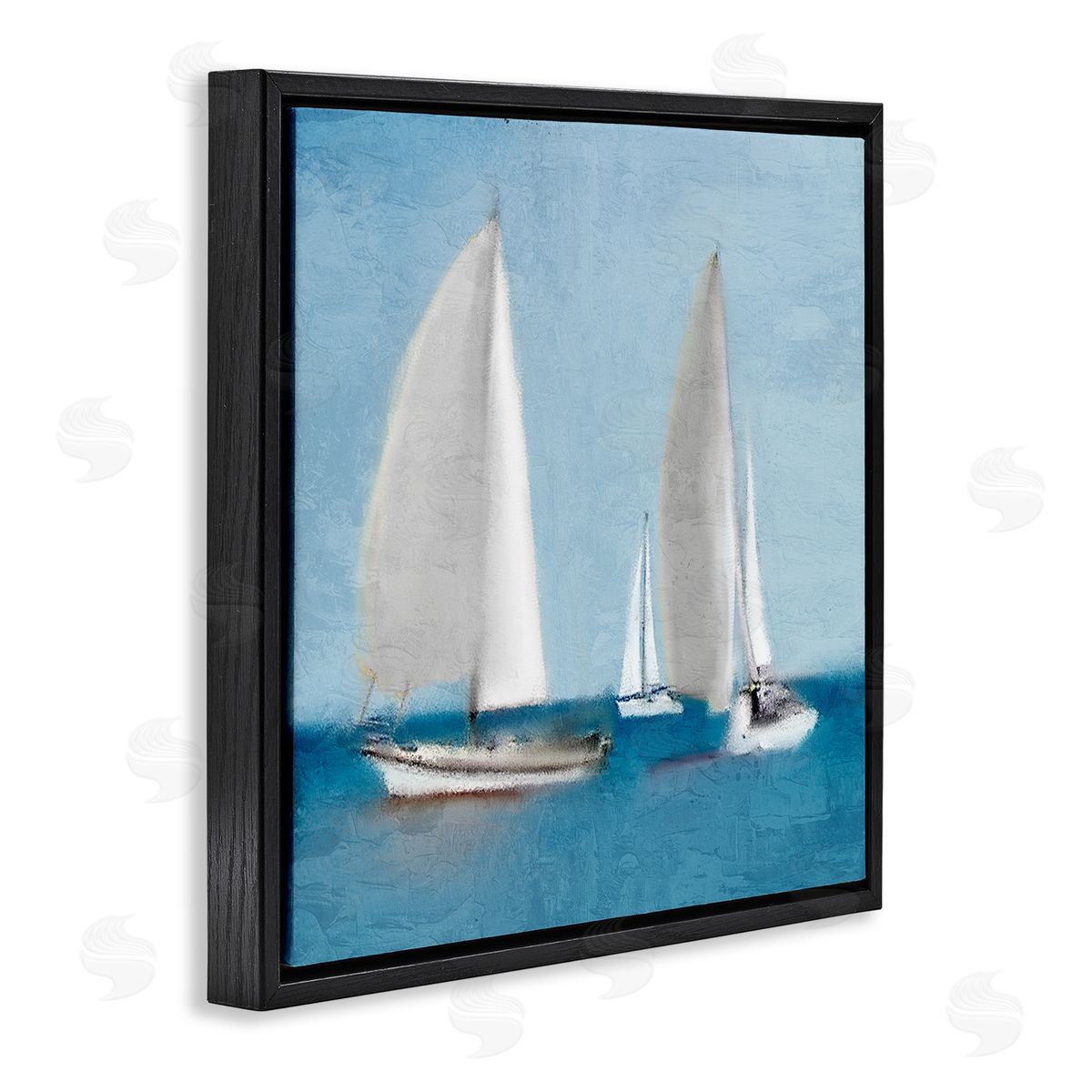 Kim Allen Sailboats Drifting Nautical Ocean Scene Black Floating Frame Canvas Wall Art Print