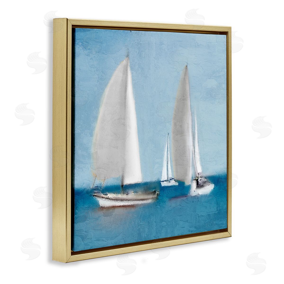 Kim Allen Sailboats Drifting Nautical Ocean Scene Gold Floating Frame Canvas Wall Art Print