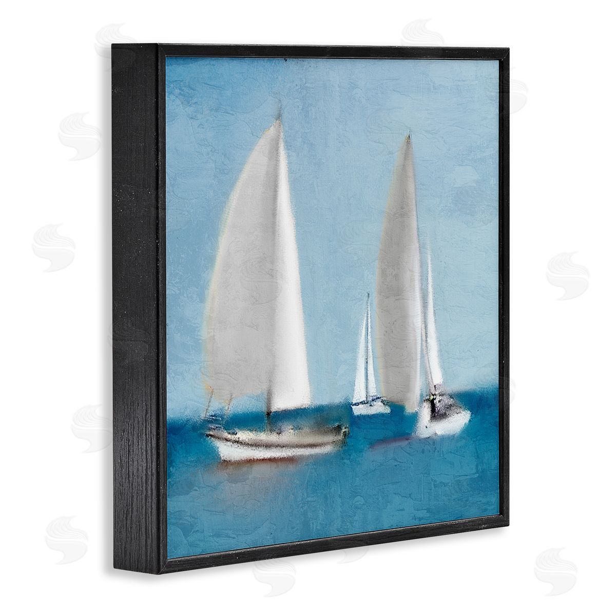Kim Allen Sailboats Drifting Nautical Ocean Scene Black Framed Glicee Wall Art Print