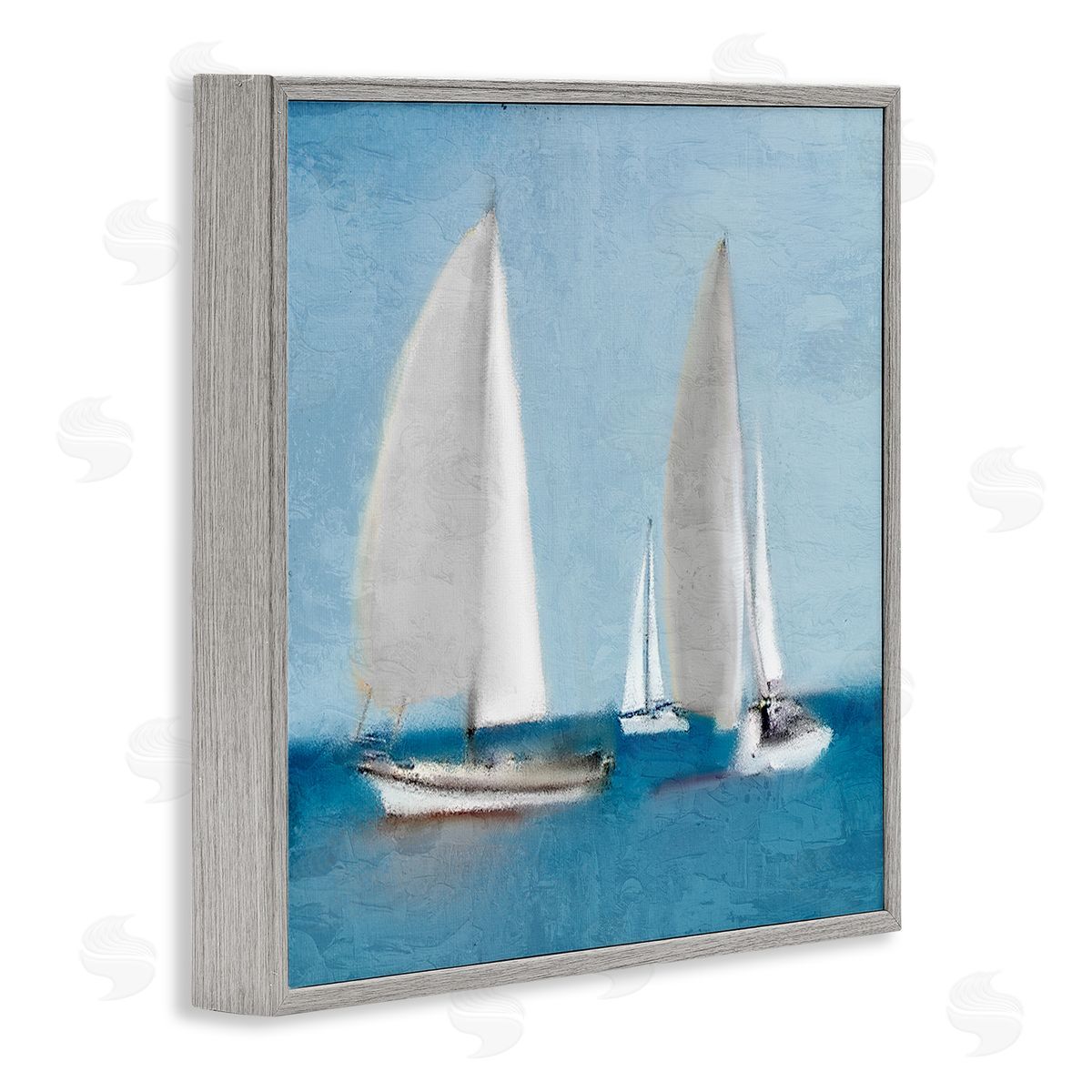 Kim Allen Sailboats Drifting Nautical Ocean Scene Gray Framed Glicee Wall Art Print
