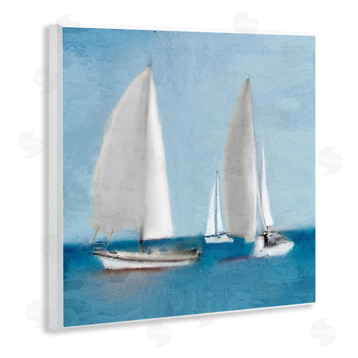 Kim Allen Sailboats Drifting Nautical Ocean Scene Wooden Wall Plaque Art Print