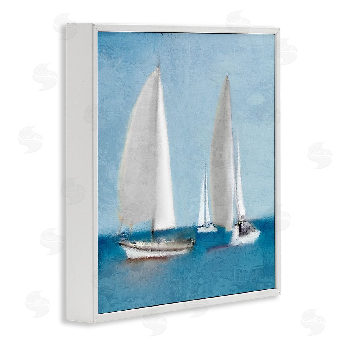 Kim Allen Sailboats Drifting Nautical Ocean Scene White Framed Glicee Wall Art Print