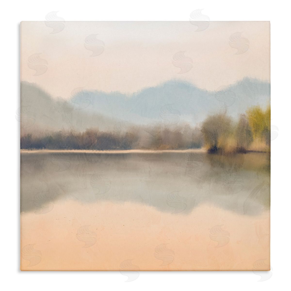 Kim Allen Serene Sunrise Lake Mountain Reflection Stretched Canvas Wall Art Print
