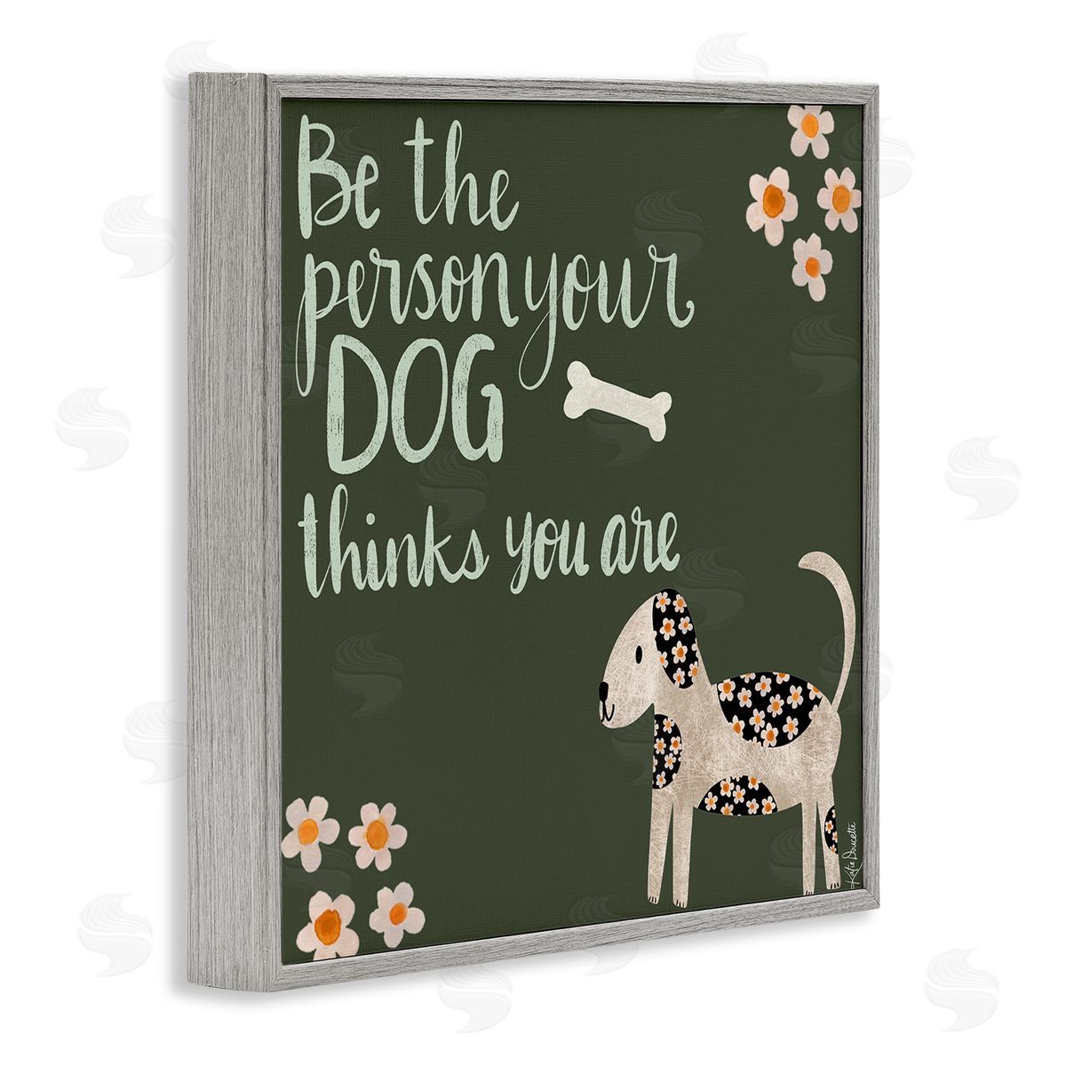Katie Doucette Humorous Dog Owner Quote Daisy Design Gray Framed Glicee Wall Art Print