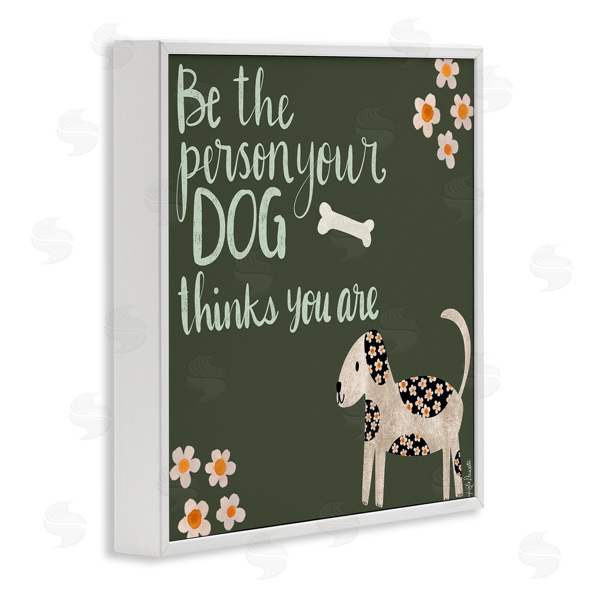 Katie Doucette Humorous Dog Owner Quote Daisy Design White Framed Glicee Wall Art Print