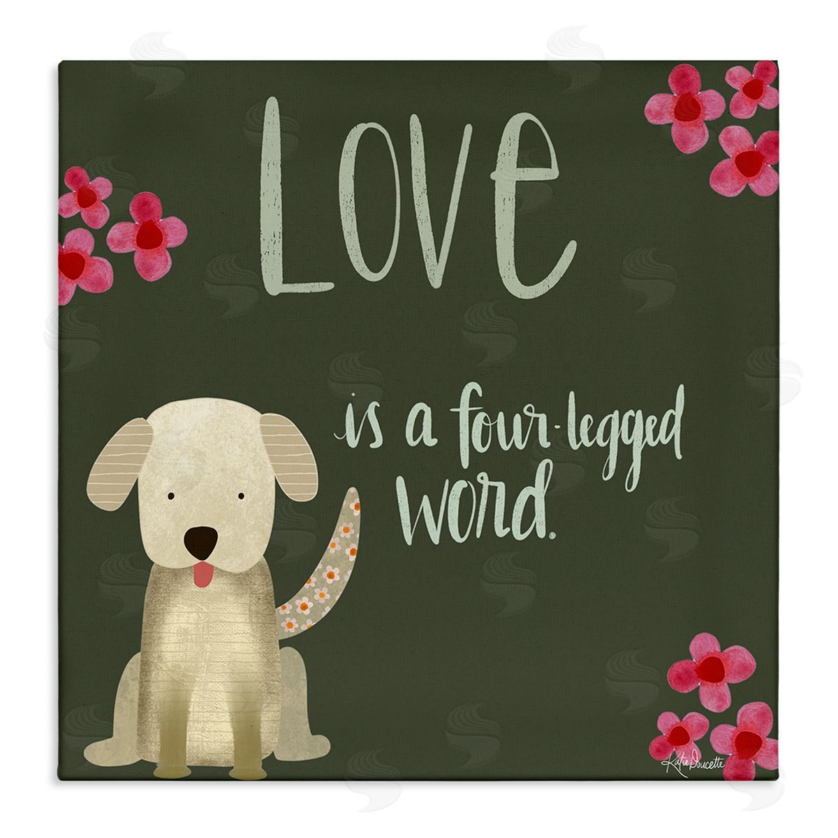 Katie Doucette Love Four-Legged Word Animal Lover Stretched Canvas Wall Art Print