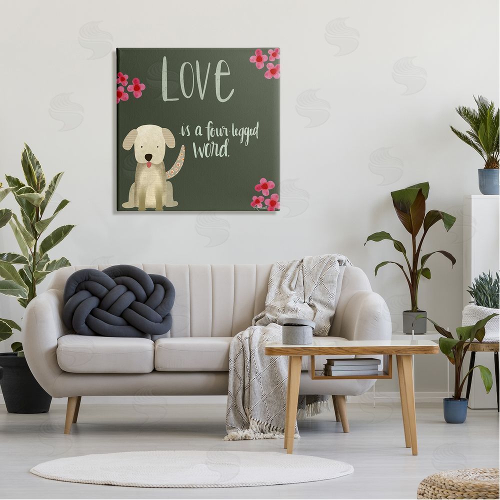 Katie Doucette Love Four-Legged Word Animal Lover Canvas Wall Art in Room
