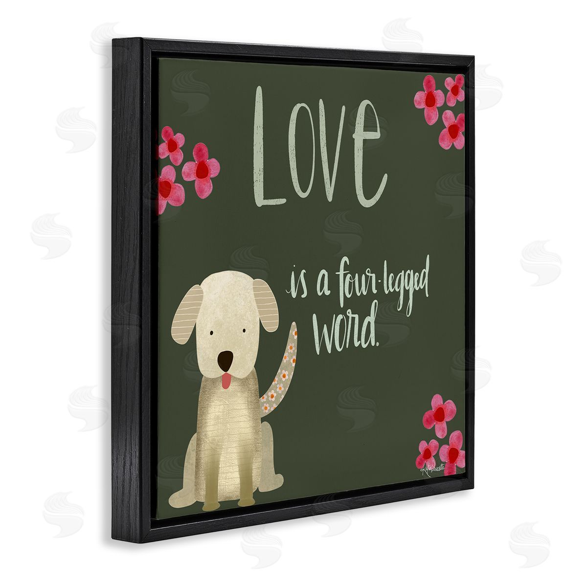 Katie Doucette Love Four-Legged Word Animal Lover Black Floating Frame Canvas Wall Art Print