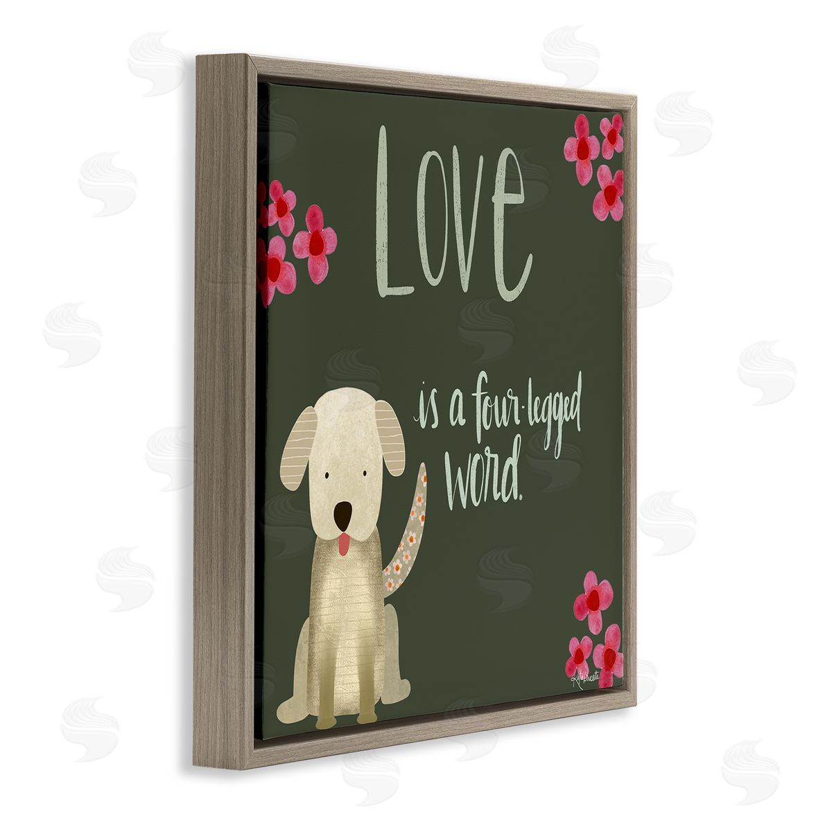 Katie Doucette Love Four-Legged Word Animal Lover Brown Floating Frame Canvas Wall Art Print
