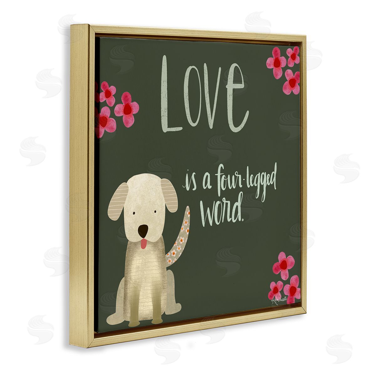 Katie Doucette Love Four-Legged Word Animal Lover Gold Floating Frame Canvas Wall Art Print