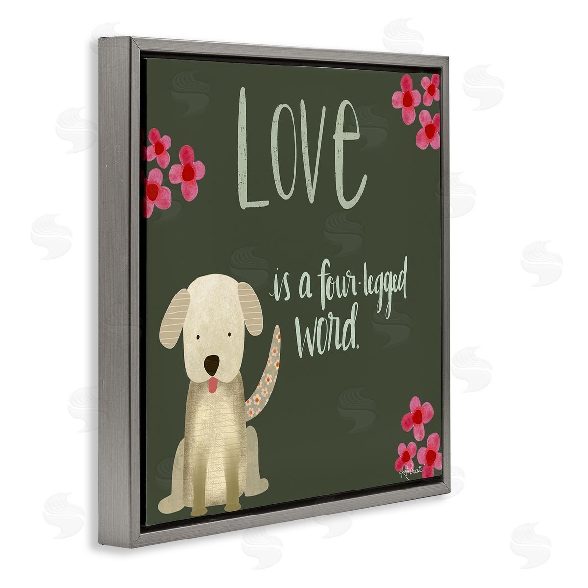 Katie Doucette Love Four-Legged Word Animal Lover Gray Floating Frame Canvas Wall Art Print